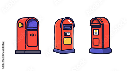 Cute Red Mailbox Vector Illustration