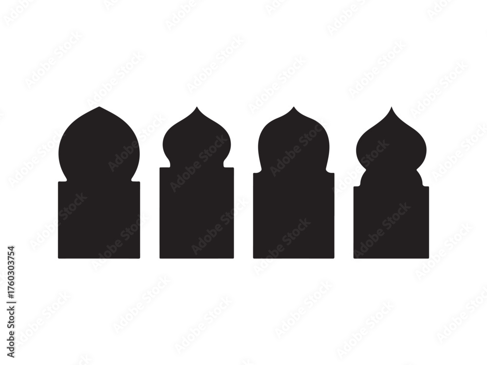 Obraz premium Arabic Arch Silhouette Graphic Vector Islamic Architecture Element