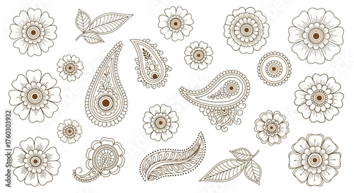 Exquisite Henna Art Paisley and Floral Designs for Traditional Decoration