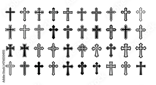 Assortment of Cross Symbols A Collection of Religious Icons