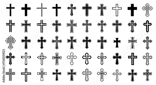 Crosses Collection A Vector Art Display of Religious Symbols and Christian Faith