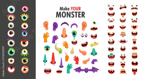 Cartoon Monster Creation Kit Customizable Character Design Elements