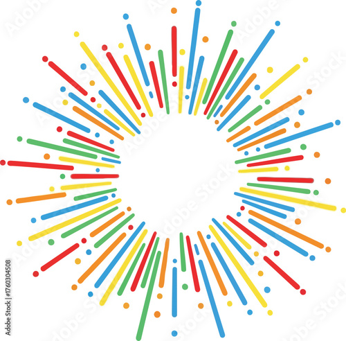 Abstract burst of colorful rays exploding from center circle creative design vector