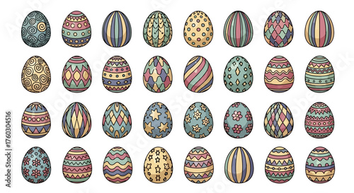 Festive Easter Eggs Collection Hand-Drawn Designs for Spring Celebrations