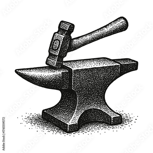 Anvil with Hammer Illustration