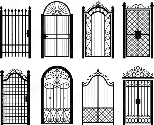 Collection Of Elegant Wrought Iron Gate Illustrations