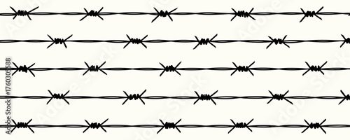 Vector image of barbed wire or metal fence isolated on white representing danger and prison security