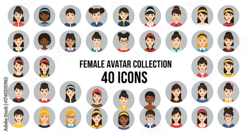 Female Avatar Collection Diverse Portraits for Profile Icons