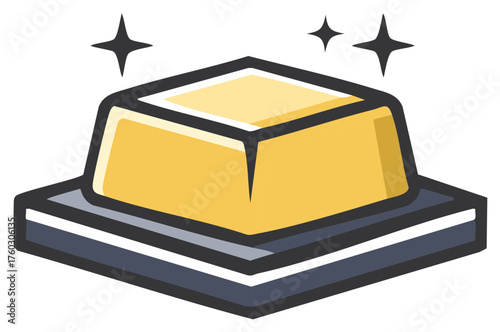 Sparkling gold bar icon illustration representing wealth finance and success