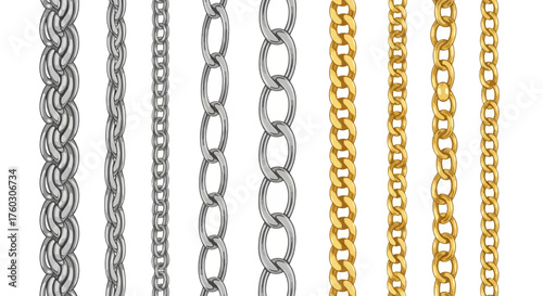 Silver and Gold Chains A Collection of Metallic Links and Jewelry Elements