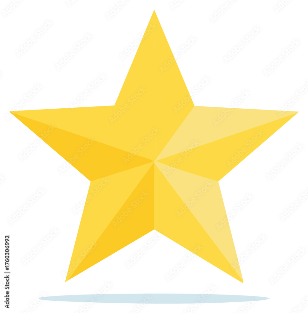 Obraz premium Golden Five Pointed Star with Subtle Shadow and Highlight