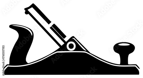 Woodworking Hand Plane Tool Silhouette Black and White Simple Illustration