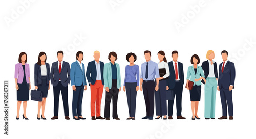 Diverse Group of Professionals Business Team Illustration for Corporate Success