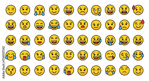 Emoji Extravaganza A Diverse Collection of Expressive Yellow Faces