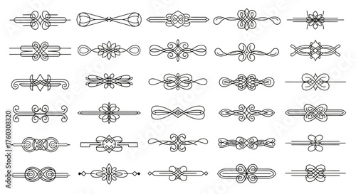 Elegant Black Line Decorative Dividers Collection for Graphic Design Projects