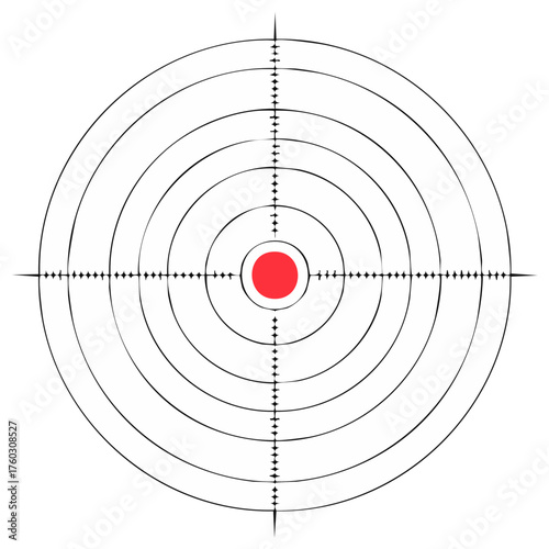 Concentric Circular Target with Red Bullseye and Crosshairs Graphic