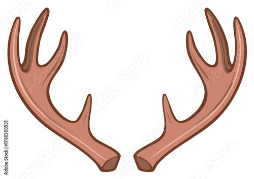 Stylized brown deer antlers isolated vector illustration for wildlife nature or winter designs