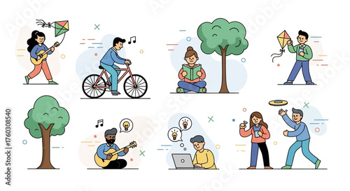 Character Routine activity vector icon daily flat icon