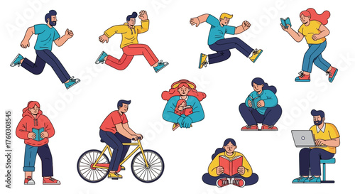 Character Routine activity vector icon daily flat icon