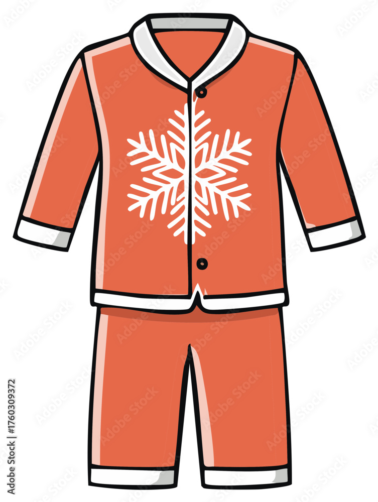 Naklejka premium Orange Pajamas with Snowflake Ornament Vector Illustration