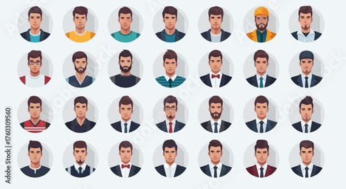 Diverse Male Avatar Set A Collection of Unique Characters for Profile Icons