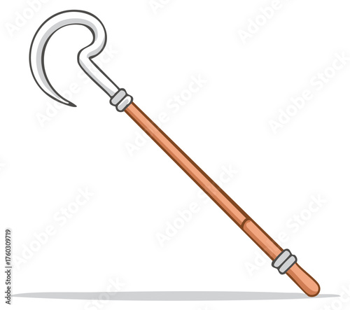 Shepherd's Crook Vector Illustration Hand Drawn Pastoral Staff Icon Farming Equipment Herding Implement