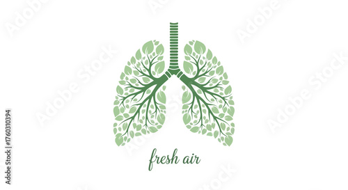 Lungs Made of Leaves Fresh Air Concept for Respiratory Health and Green Environment