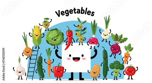 Fun Vegetable Cartoon Characters Illustration for Healthy Eating