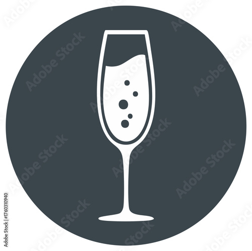 Elegant Champagne Flute Filled with Bubbly Drink and Rising Bubbles