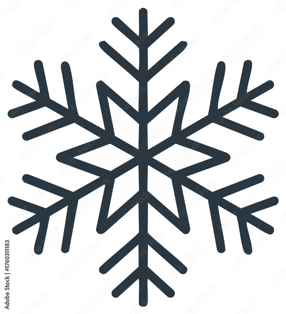 Fototapeta premium Geometric Snowflake Vector Art Isolated Winter Frost Graphic Element