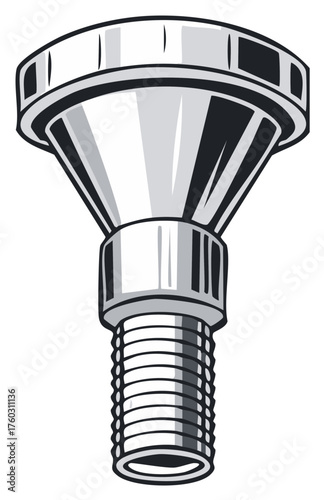 Metal Pipe Connector Illustration with Threads for Plumbing or Industrial Applications