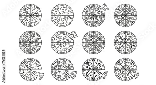 Pizza Slice Vector Set Hand-Drawn Graphic Icons for Food Designs