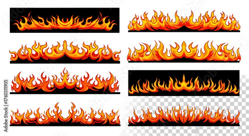 Set of Realistic Flames for Design Elements and Backgrounds