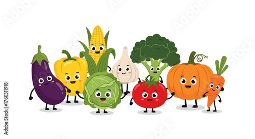 Happy Vegetables Cute Cartoon Veggie Friends for Healthy Eating