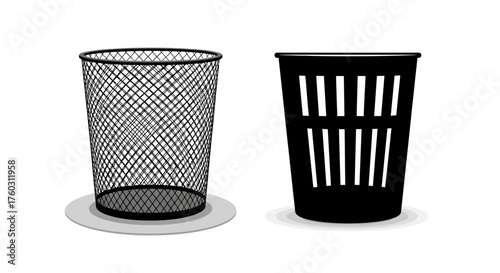 Office Waste Bins Metal Mesh and Plastic Trash Cans for Recycling