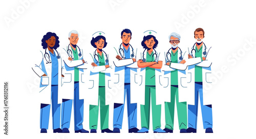 Medical Team Vector Illustration of Healthcare Professionals