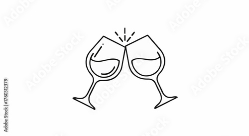 Two wine glasses clinking together