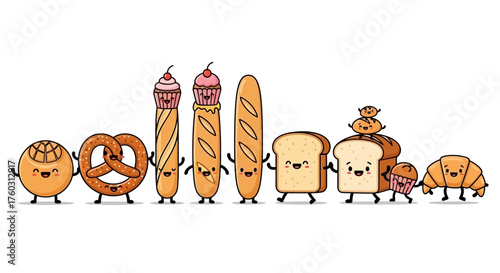 Delightful Bakery Friends A Whimsical Bread Collection Illustration