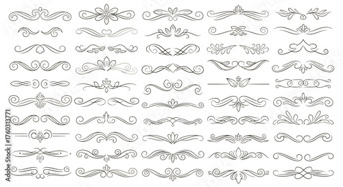 Collection of elegant ornamental dividers and flourishes for design decoration and graphic elements
