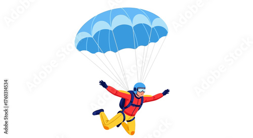 Skydiving Adventure A Vibrant Illustration of a Skydiver Soaring Through the Blue Sky