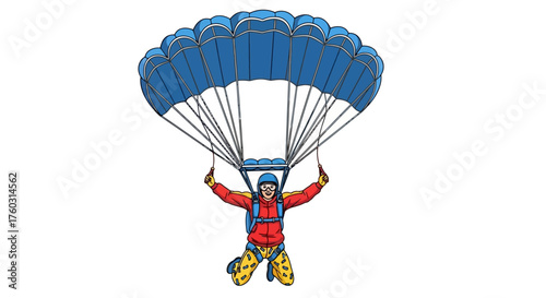 Skydiving Adventure A Vibrant Illustration of a Skydiver Soaring Through the Blue Sky