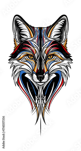 Wallpaper Mural Colorful geometric wolf head illustration on black background Torontodigital.ca