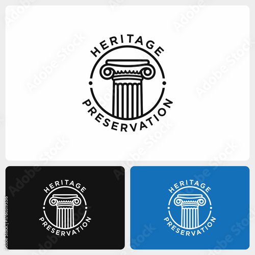 Heritage Preservation logo design with a classical Ionic column.