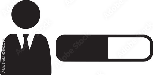 Employee progress bar or meter icon vector showing performance, growth, and skill advancement.