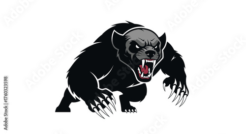 Fierce black bear with sharp claws and an aggressive demeanor.