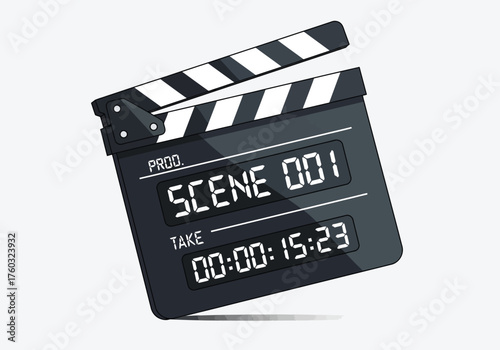 Monochrome blue illustration of a filmmaker or director framing a shot with his hands while looking through a professional video camera.