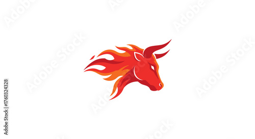 Fiery bull charging forward with determination and power.