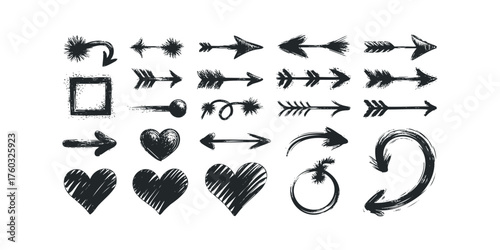 Collection of Hand Drawn Arrows and Hearts
