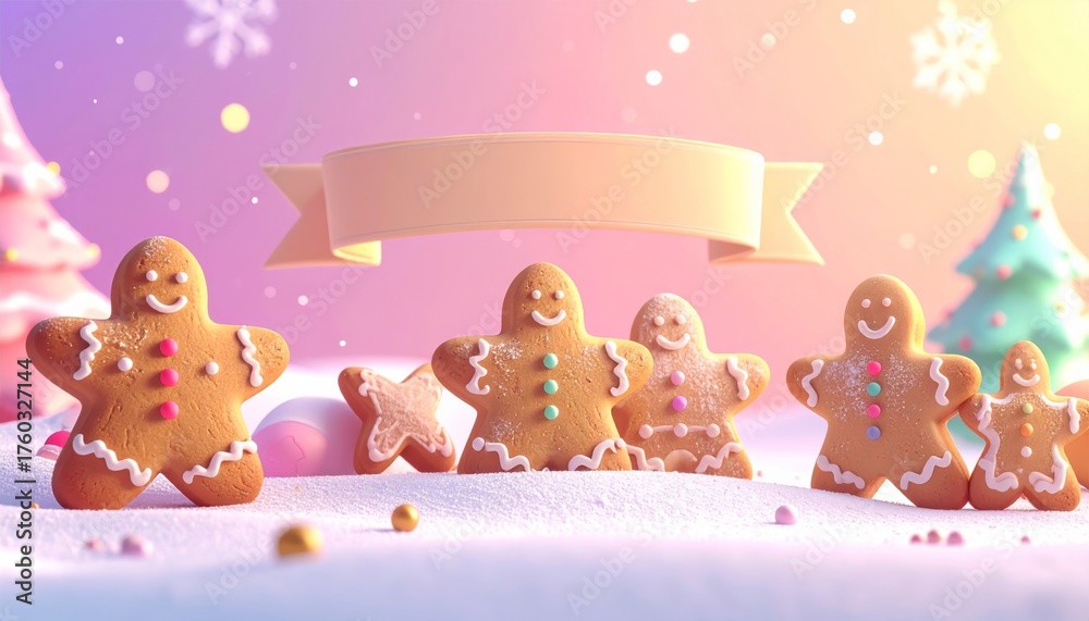 Obraz premium gingerbread christmas, gingerbread cookies shaped like stars and men