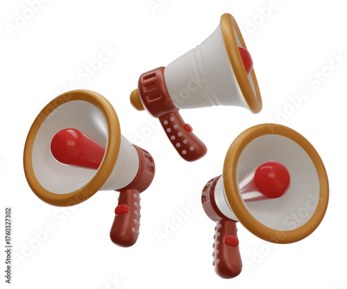 3D Illustration, character, icon Megaphone Set